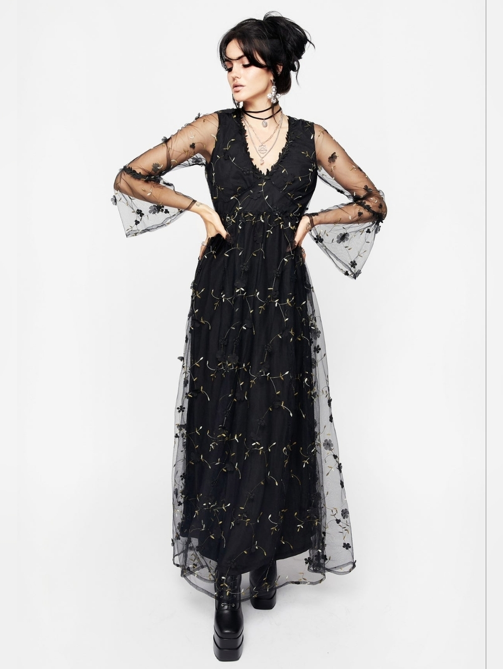 Disturbia Chrysanthi Applique Maxi Dress Size 8